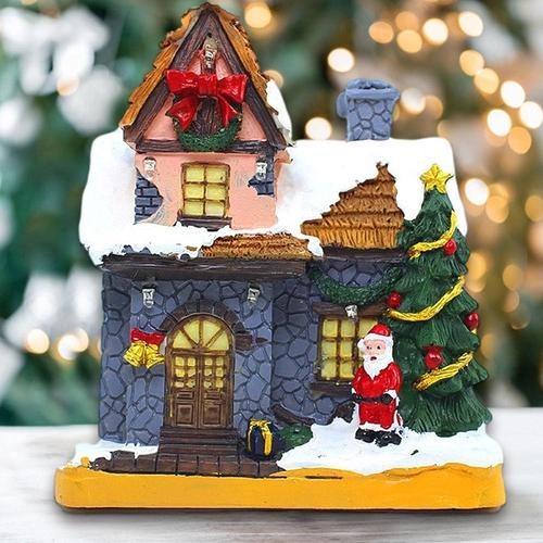 Village De Noel Lumineux Et Anime, LED Maison Village De Noel Miniature,  Décorations De Noël pour Maison De Village De Noël