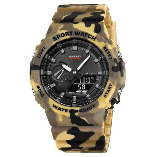 Skmei 2351 Montre Numérique De Sports De Plein Air Pour Étudiants Montre Électronique Réveil Lumineux - Desert Camou
