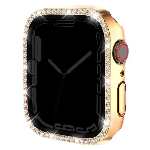 Étui De Montre Pour Apple Watch Series 9 / 8 / 7 41mm Strass Cadre Pc Avec Verre Trempé Anti-Espion Fi