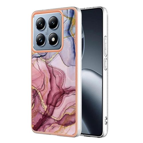Pour Xiaomi 14t Pro Tpu Case Marble Pattern 2.0mm Galvanoplastie Couverture Arrière Du Téléphone - Rose Gold