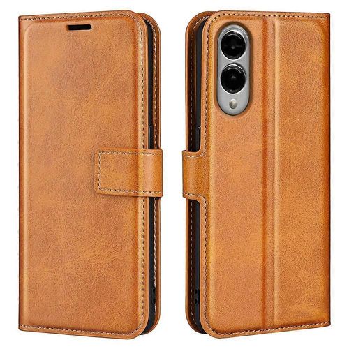 Pour Samsung Galaxy S25 Edge Stand Case Anti-Scratch Calf Texture Leather Phone Cover - Yellow