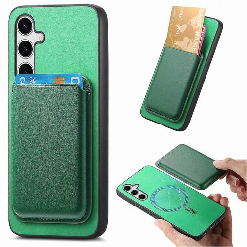 Pour Samsung Galaxy S25 Coque Carte Magnétique Détachable Sac Cuir Téléphone Couverture Arrière - Vert