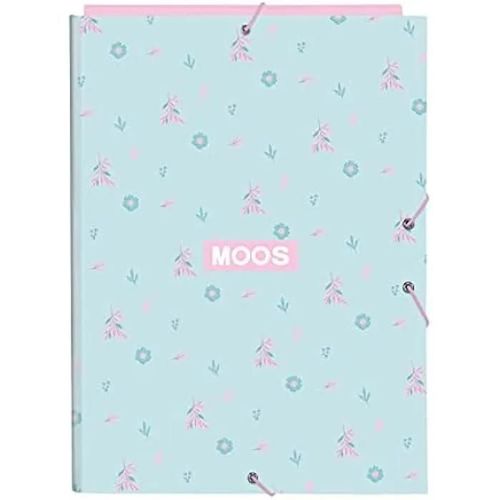 Classeur - Moos - Folio - 3 Rabats - 26 X 36,5 Cm - Bleu Turquoise - Enfants