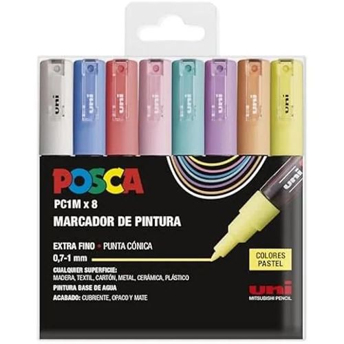Marqueurs - Craftelier - Lot De 8 Pc1m - Couleur Pastel - Pointe Conique Extra Fine - Indélébile