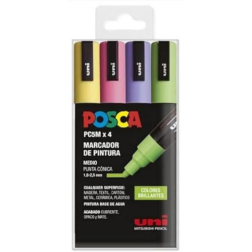 Marqueurs - Craftelier - Lot De 4 Pc5m - Pointe Conique Moyenne - Couleur Citronier - Indélébile