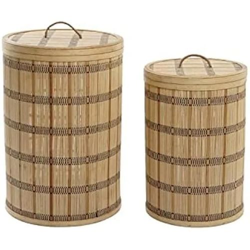 Ensemble De Paniers - Dkd Home Decor - Standard - Multicolore - Bambou - 40x40x63 Cm