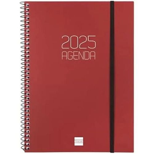 Agenda - Finocam - 2025 - Vue Hebdomadaire Horizontale - Couverture Souple - Bordeaux Opaque