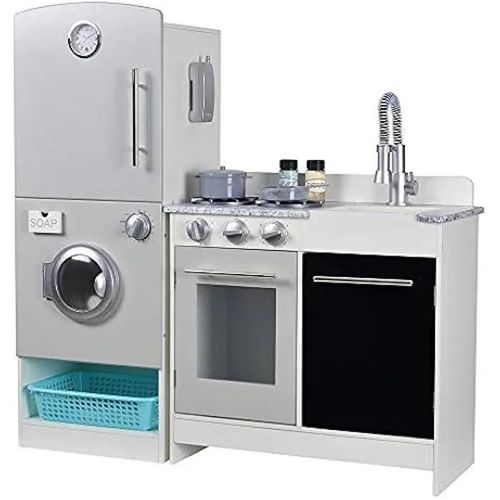 Cuisine Jouet En Bois - Woomax - Modulaire Moderne - 2 Modules - 7 Accessoires - Multicolore