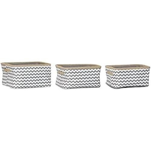 Ensemble De Paniers - Dkd Home Decor - Zig-Zag Boho - 3 Pièces - Polyester Et Jute - Multicolore