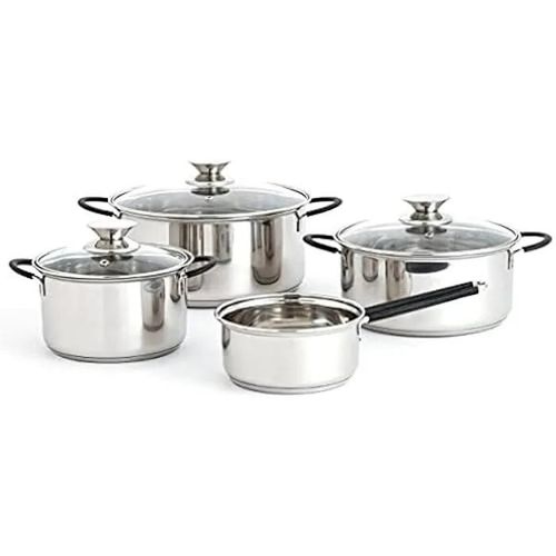 Batterie De Cuisine - Quid - 4 Pièces - Acier Inoxydable - Design Moderne - Compatible Induction