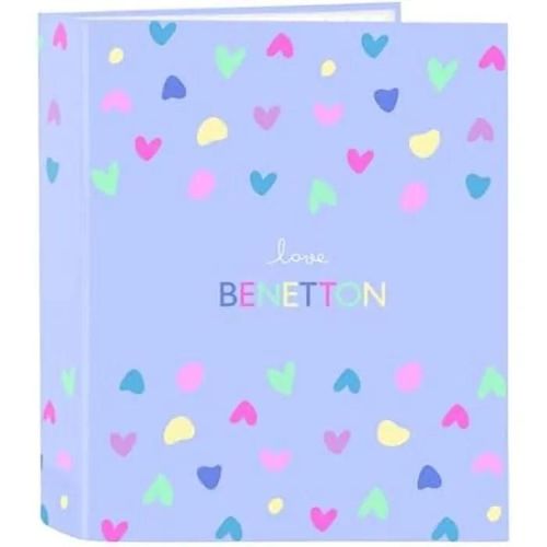 Classeur - Safta - Benetton Lila - 4 Anneaux - Couverture Rigide - Idéal Pour Enfants