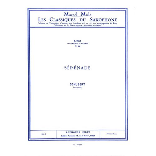 Franz Schubert : Sérénade Classiques No.56 - Conducteur Alto Saxophone And String Orchestra 9790046196553 Al19655