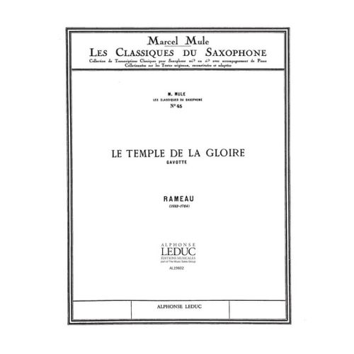 Jean-Philippe Rameau : Jean-Philippe Rameau: Gavotte Classiques No.45 - Conducteur Alto Saxophone And String Orchestra 9790046196027 Al19602