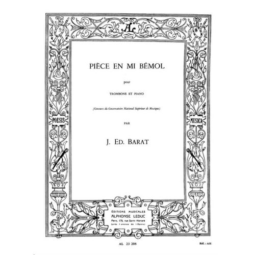 Barat : Piece En Mib - Recueil Trombone Et Piano 9790046232084 Al23208