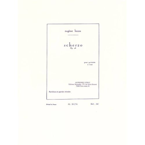 Eugène Bozza : Scherzo For Wind Quintet Op.48 - Set Quinette À Vent 9790046202742 Al20274
