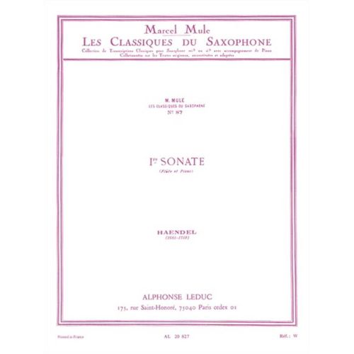 Georg Friedrich Händel : Flute Sonata No.1 Classiques No.87 - Conducteur Alto Saxophone And String Orchestra 9790046208270 Al20827