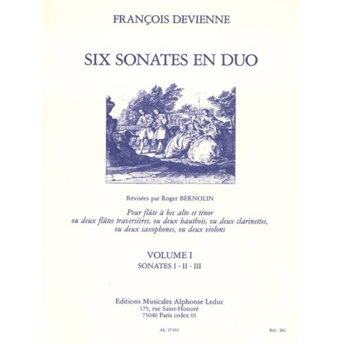 6 Sonates En Duo - Vol.1 Pour Flûte A Bec Alto Et Tenor Ou Deux Flûte Traversiéres, Ou Deux Clarinettes, Ou Deux Saxophones, - Recueil Avec Parties Séparées 2 Flutes, 2 Oboes, 2 Clarinets, 2 Saxophones Or 2 Violins 9790046276538 Al27653