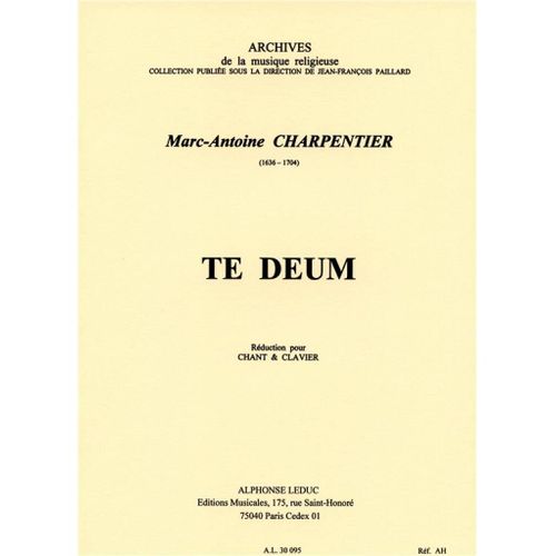 Marc-Antoine Charpentier : Te Deum - Recueil Vocal And Piano 9790046300950 Al30095