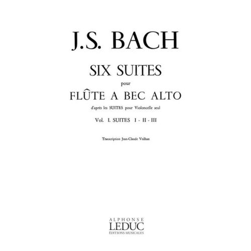 Johann Sebastian Bach : 6 Suites Vol.1 No.1-3 Flute A Bec Alto - Recueil Avec Parties Séparées Flûte Traversière Et Piano 9790046253690 Al25369