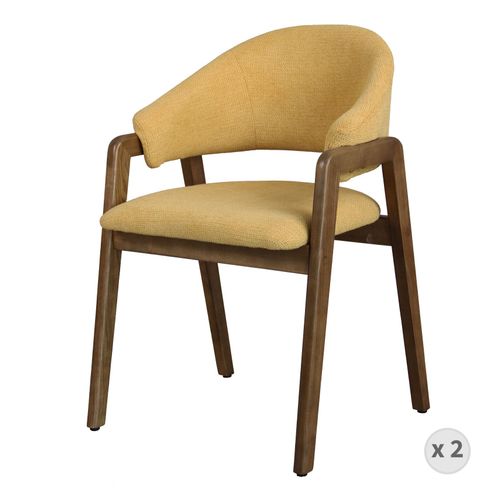 Wool-Chaise Safran En Tisssu Softcellar Et Frêne Teinté Noyer (X2)