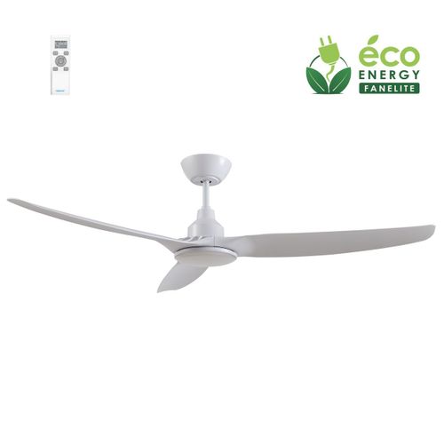 Fanelite - Ventilateur de plafond 132 cm blanc FANDC52LN - Moteur DC 18W - LED 20W dimmable 3 couleurs - 3 pales - Télécommande - Silencieux