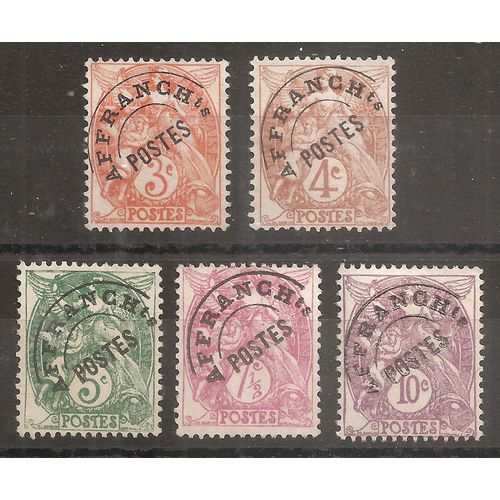 Préos 39 À 43 (1922) Préoblitérés Série Des Types Blanc Usagés (Cote 6,1e) (9340)
