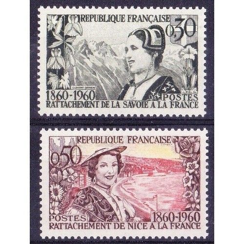 Centenaire Du Rattachement Du Duché De Savoie Et Du Comté De Nice : Savoyarde Et Niçoise La Paire Année 1960 N° 1246 1247 Yvert Et Tellier Luxe