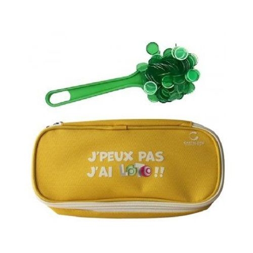 Kit Loto Magnetique 3 En 1 - Baton Ramasse Jetons + 100 Pions Transparents + Trousse Jaune - Bingo, Quine - Set Accessoires Jeu Et Carte