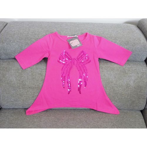 Tee Shirt/ Tunique Rose Fuschia Avec Noeud- 26 Mois=2 Ans- Neuf- Kiss Melody