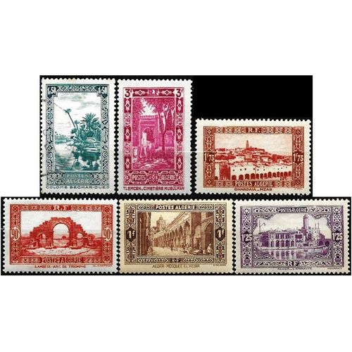 Algérie, Dép Français 1936, Beaux Timbres Yvert 115 Arc De Lambèse 116 Alger Mosquée El Kébir 117 L'amirauté 118 Colomb Béchar Oued 119 Ghardaïa 122 Tlemcen, Neufs**/*/Obli.
