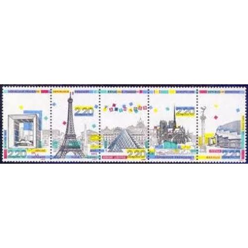 Panorama De Paris : Monuments De La Capitale Série Complète Bande 2583a Année 1989 N° 2579 2580 2581 2582 2583 Yvert Et Tellier Luxe
