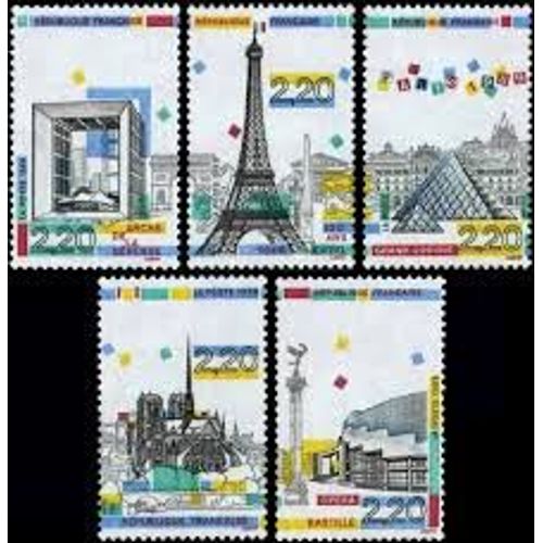 Panorama De Paris : Monuments De La Capitale Série Complète Année 1989 N° 2579 2580 2581 2582 2583 Yvert Et Tellier Luxe