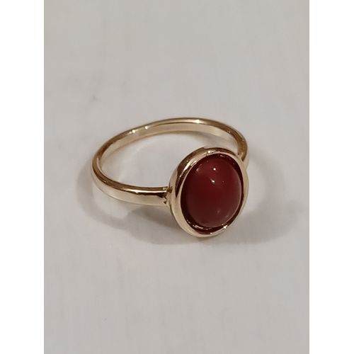 Bague Métal Doré,Pierre En Résine Bordeaux, Taille 17,5mm