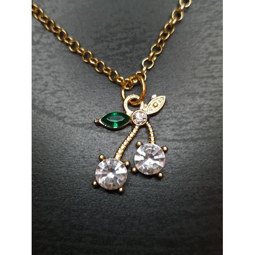 Collier Fantaisie "Cerises" Blanc