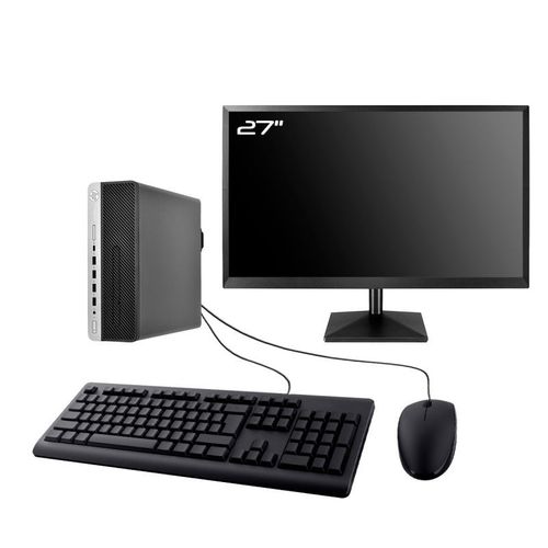 PC HP EliteDesk 705 G4 SFF Ecran 27" AMD AMD A6-9500 RAM 64Go SSD 1To W11 Wifi