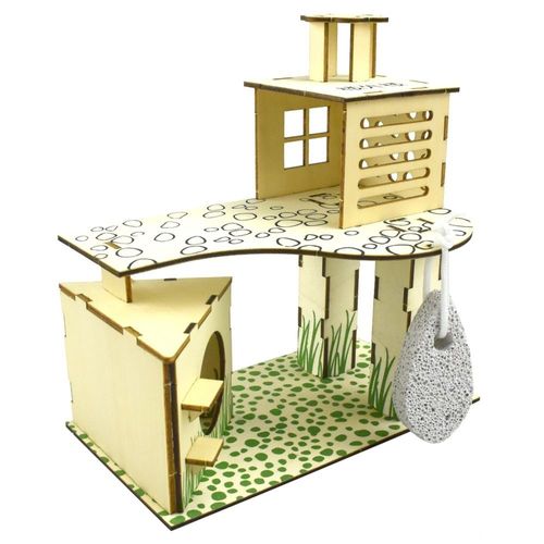 Mini-Pet Chanfrein Hamster,Jouet,Accent D'arbre,Échelle,Clôture,Tremplin,Plate-Forme,Construction De Base,Cage,Villa - Type The Building