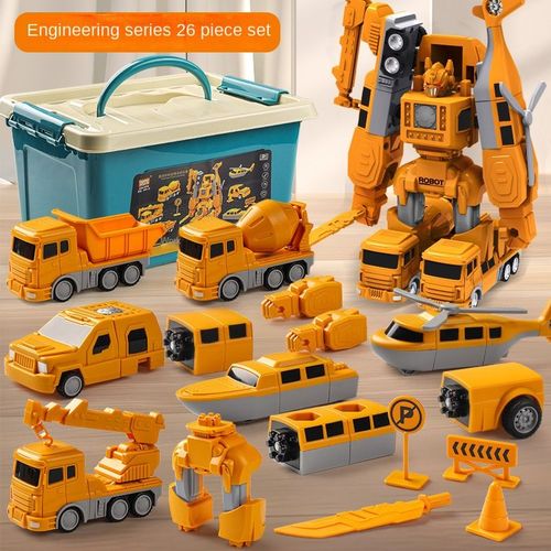 Voiture D'ingénierie À Déformation Magnétique Pour Enfants,Jouet De Bricolage,Assemblage De Blocs De Construction,Robot De Puzzle D'attraction Magnétique - Type 26pcs