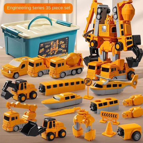 Voiture D'ingénierie À Déformation Magnétique Pour Enfants,Jouet De Bricolage,Assemblage De Blocs De Construction,Robot De Puzzle D'attraction Magnétique - Type 35pcs