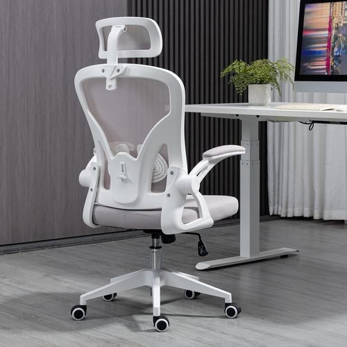 Chaise De Bureau Ergonomique Enmaille Support Lombaire Avec Bras Pliants Et Réglable Facile À Ranger Dossier Enmaille Respirante Coussin Confortable Roulettes Silencieuses