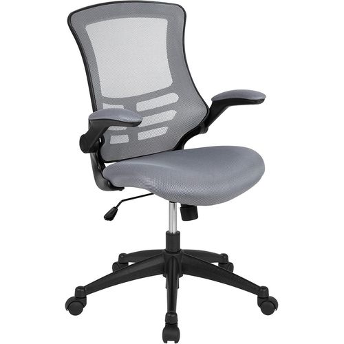 Chaise De Bureau Avec Dossier De Taillemoyenne ¿ Fauteuil De Bureau Ergonomique Avec Accoudoirs Rabattables Etmesh ¿ Pour Télétravail Ou Bureau ¿ Gris Foncé