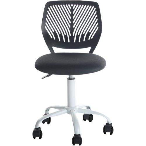 Lot De 1 Chaise De Bureau,Pivotante,Hauteur Réglable,Avec Petit Trou,Dossier Design Pour Chambre À Coucher,Bureau- Noir