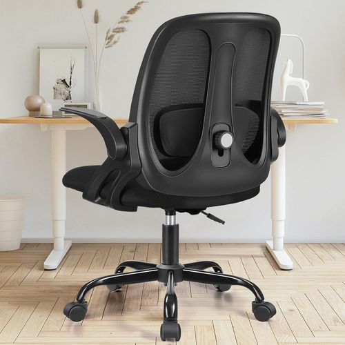 Chaise De Bureau,Fauteuil De Bureau Ergonomique Avec Soutien Lombaire Réglable,Chaise D'ordinateur Enmaille Respirante Avec Accoudoirs Pliants,Fauteuil De Bureau Réglable En Hauteur