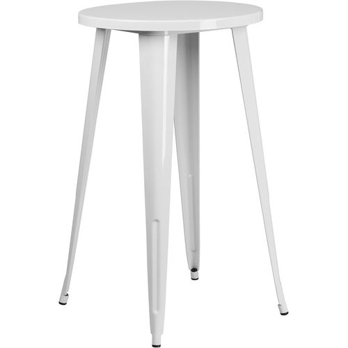 Table Ronde Enmétal De Qualité Commerciale,61cm,Pour Intérieur/Extérieur,Blanc