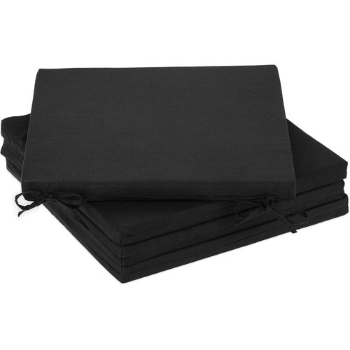 Galette De Chaise En Lot De 4,39,5 X 39,5cm,Coussins Avec Bandes,Intérieur Et Extérieur,Polyester,Noir