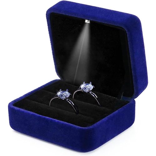 Boîte À Bagues À 2 Emplacements Avec Lumière Led Pour Cérémonie Demariage,Boîte À Bijoux En Velours Pour Fiançailles