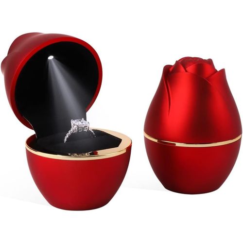 Boîte De Bague De Fiançailles En Forme De Rose Boîte À Bague Led Boîte À Bijouxpour Rougemariage Ring Box Wedding Pour Proposition Demariage