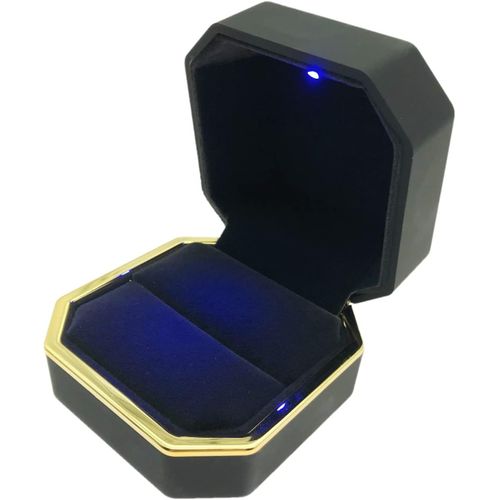 Boîte À Bague Carrée En Velours Noir Avec Lumière Led Pour Bague Demariage Avec Lumière Led