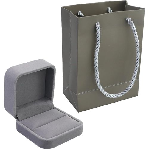 Velours Boîte À Bijoux Pour Bagues,Boucles D'oreilles,Collier,Bracelets,Boîte Cadeau Pourmariage,Fiançailles,Double Anneau De Bijoux,Boîte De Réunion,Sac Fourre-Tout Demême