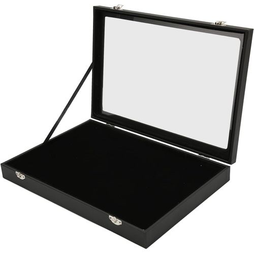 Cyrank Boîte D'affichage À Épingles,Vitrine À Épingles Anti-Poussière Avec Vitrine Transparente Vitrine À Épingles En Bois Noir Pins Badges Affichage Et Stockage(L)