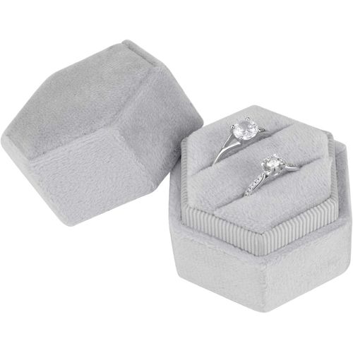Boîte À Bague En Velours Coffret À Bijoux De Cadeau Earrings Jewelry Rangement,Double Ring Box Pour Fiançailles,Mariage,Cérémonie,Affichage Et Stockage D'anneaux